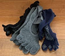 Ozaiic Pilates Full Toe Socks Non Slip Grip,Yoga One Size 3 Pk Navy Gray Black