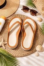 Crocs Iconic Comfort Orange  White Flexible Womens size 9 Flip Flop Sandals