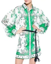 Alice and Olivia Oralia Printed Belted Dress