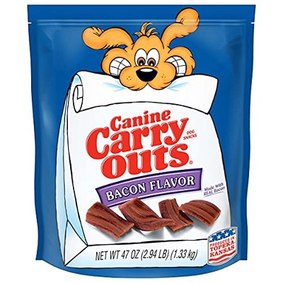 Canine Carry Outs Dog Treats, Bacon Flavor, 47  Assorted Flavor Names , Sizes 