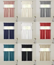 Kate Aurora 3 Piece Room Darkening Cafe Kitchen Curtain Tier & Valance Set