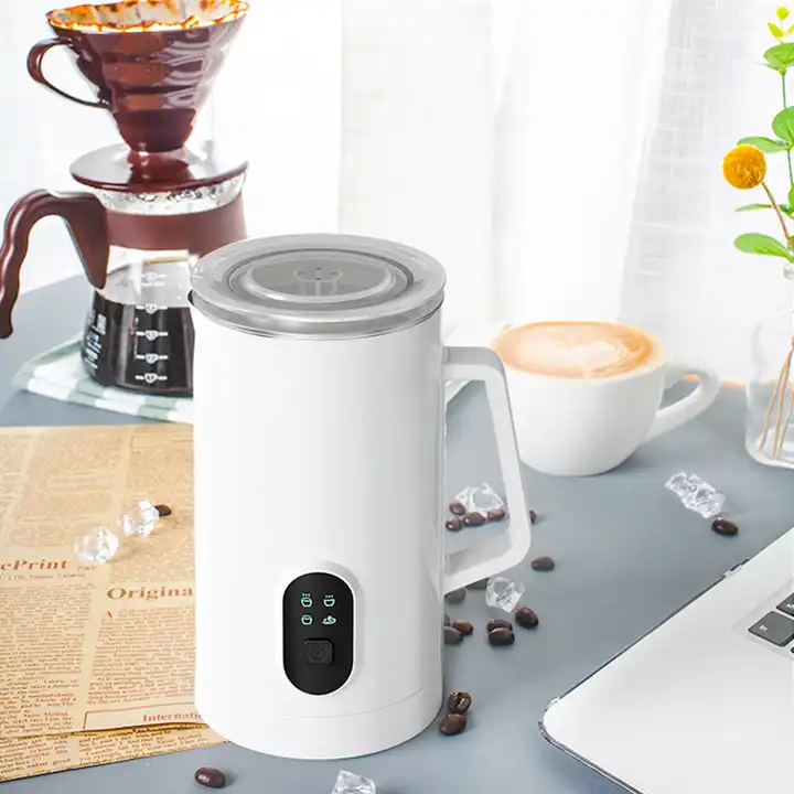 Milk Frother For Cappuccino Heating Coffee Maker W/Electric Base Stainless Steel-image