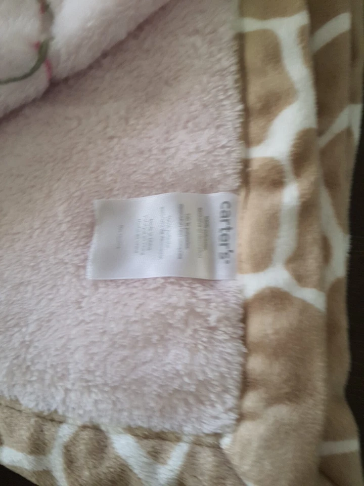 Manta bebé Carter’s rosa elefante mono pájaro felpa jirafa ribete esponjoso 30"×40 Foto 3 de 4