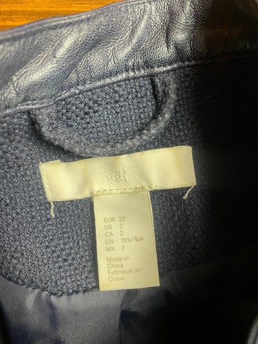 H&M Jacket, Women's Size 2, Navy Blue, Faux Leather, Moto Jacket - Picture 7 of 8