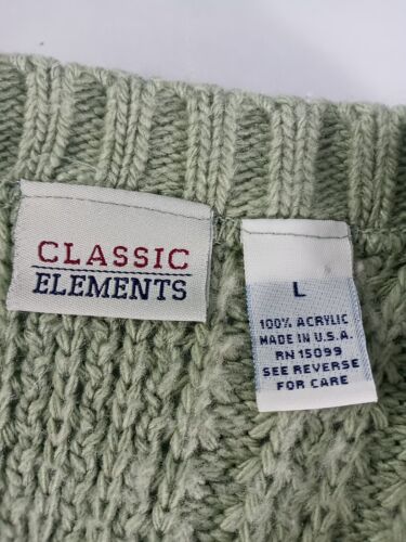 Vtg Cable Knit Chunky V-Neck Grannycore Sweater Adult Large USA 90s Fisherman - Picture 3 of 5