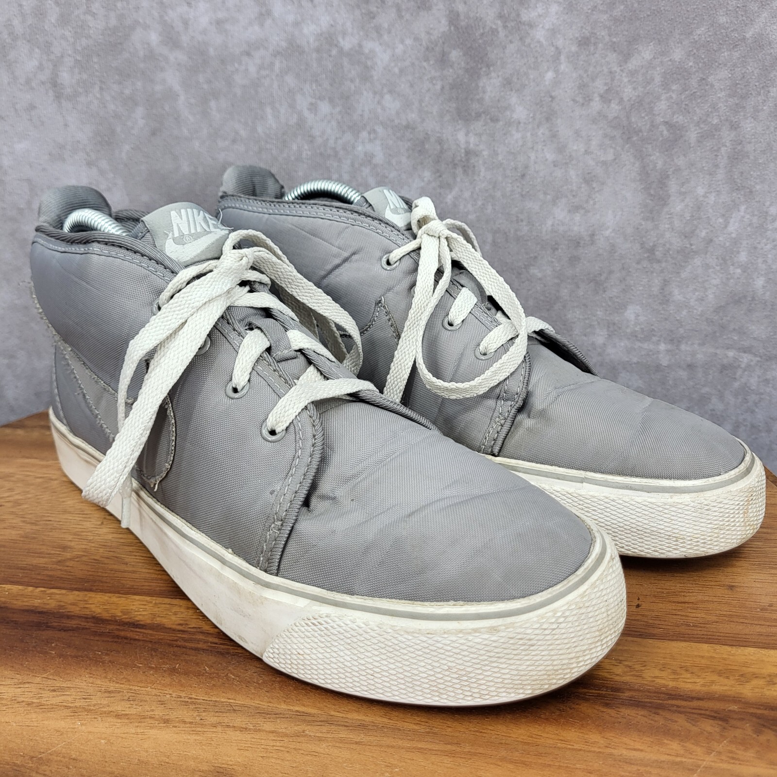 SAOLA Nike Toki ND Sneakers Uomo 8 Grigio Pelle Mid Top Scarpe Casual 385444 013