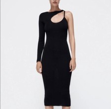 Zara black asymmetrical Black midi dress