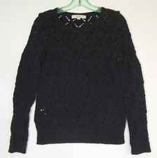 NWOT Ann Taylor Loft Midnight Navy Blue Lacy Cotton Pullover Sweater S