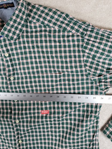 Tommy Hilfiger Mens XL Long Sleeve Button Up Shirt Green Orange Plaid Vintage - Picture 3 of 9