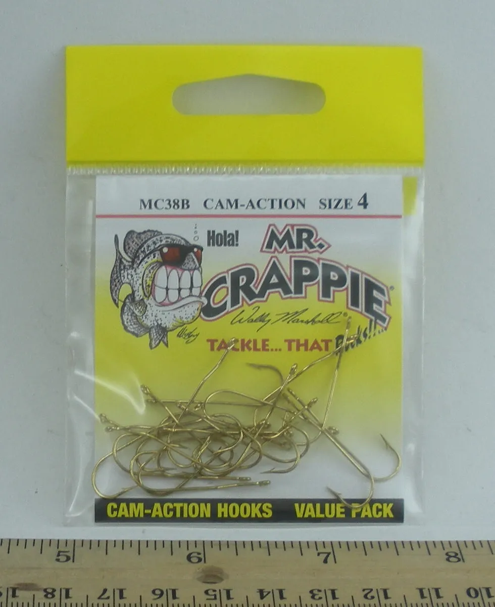 Mr. Crappie MC38B 4 Cam-Action Hooks, Gold
