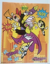Powerpuff Girls Year 2000 Rare Poster 20" X 16" . Battle with Mojo Jojo.