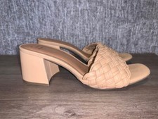A New Day Women  s Chunky Heel Mules Mule Sandals Beige Heels Tan Size 9