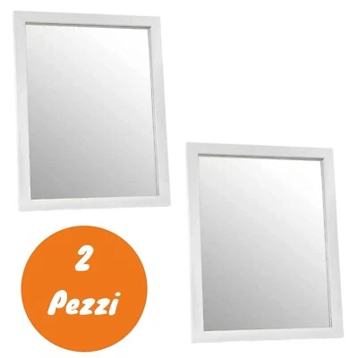 DUE ESSE DISTRIBUZIONI SPECCHIO DA PARETE 30X40 BIANCO CORNICE LEGNO MURO SPECCHIERA 2 PEZZI
