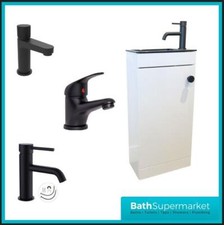 Vanity Unit & Basin White Floor Standing Compact Cloakroom Sink Storage 400mm