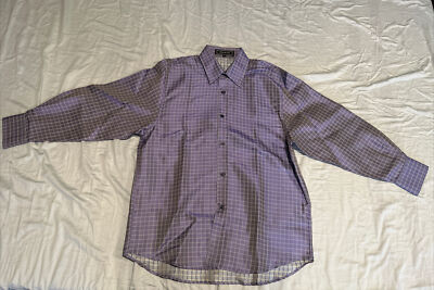 Men's  Large- New Creme De Silk Premium Fashion Soft Silk Shirt (PURPLE )
