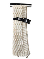 NEW DKNY CROSSWALK PLUSH MILK WHITE POLYESTER KNITTED THROW BLANKET 50