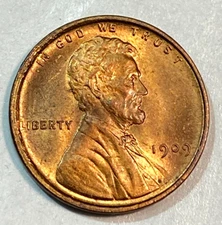 1909 VDB Lincoln Cent Nice Original Blazing Red Near Gem BU Below Greysheet CHRC