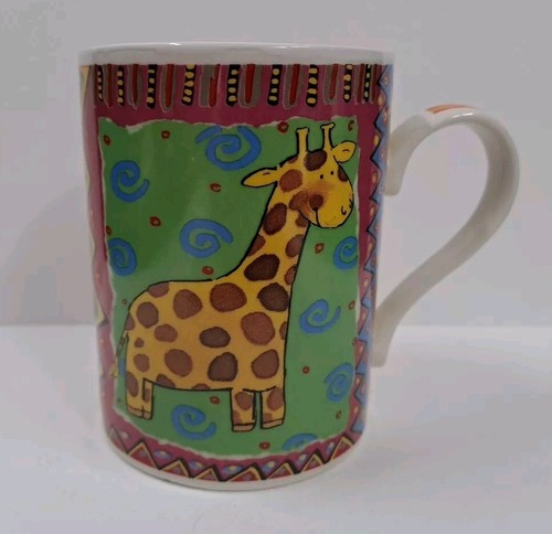 VINTAGE ASHDALE POTTER MUG JUNGLE FUN 1980'S GIRAFFE & ZEBRA DESIGN CERAMIC CUP