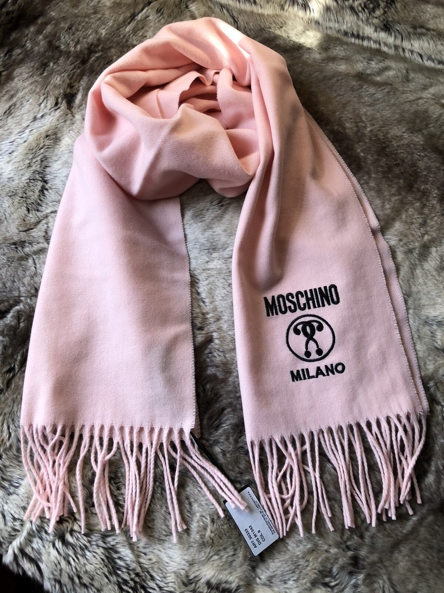 NWT Moschino Milano 100% Wool Scarf In Pink Made In Italy | eBay