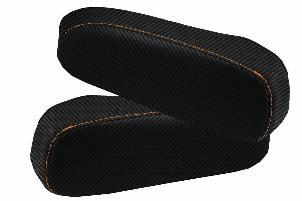 Cubierta de reposabrazos de asiento de fibra de carbono para GMC Safari 1985-1994 puntada negra naranja Foto 2 de 4