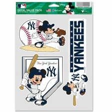 NEW YORK YANKEES MICKEY MOUSE 3 PIECE MULTI-USE DECALS DISNEY LICENSED