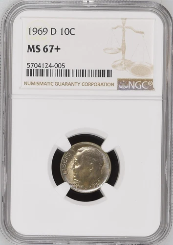 1969-D  10C Roosevelt Dime NGC MS67+  5704124-005