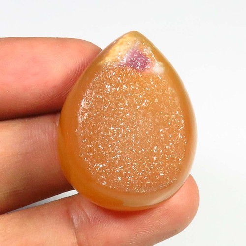 Natural Window Onyx Druzy Gemstone 32x24 mm Onyx Geode Agate Pear Cabs OND-1342 - Picture 6 of 9