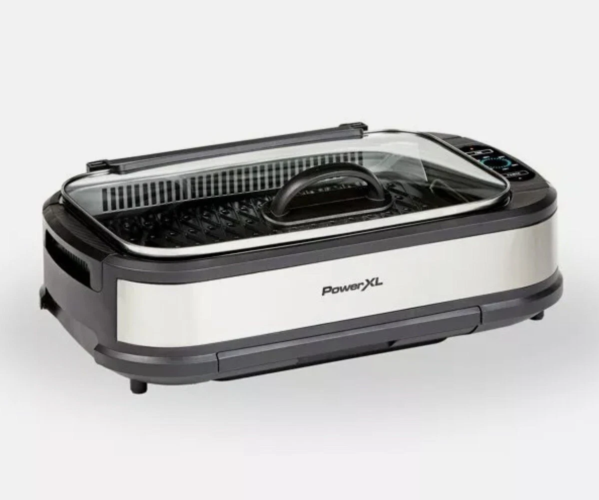 Power XL Smokeless Grill PRO Silver 1500W with Griddle Plate Smoke Extraction