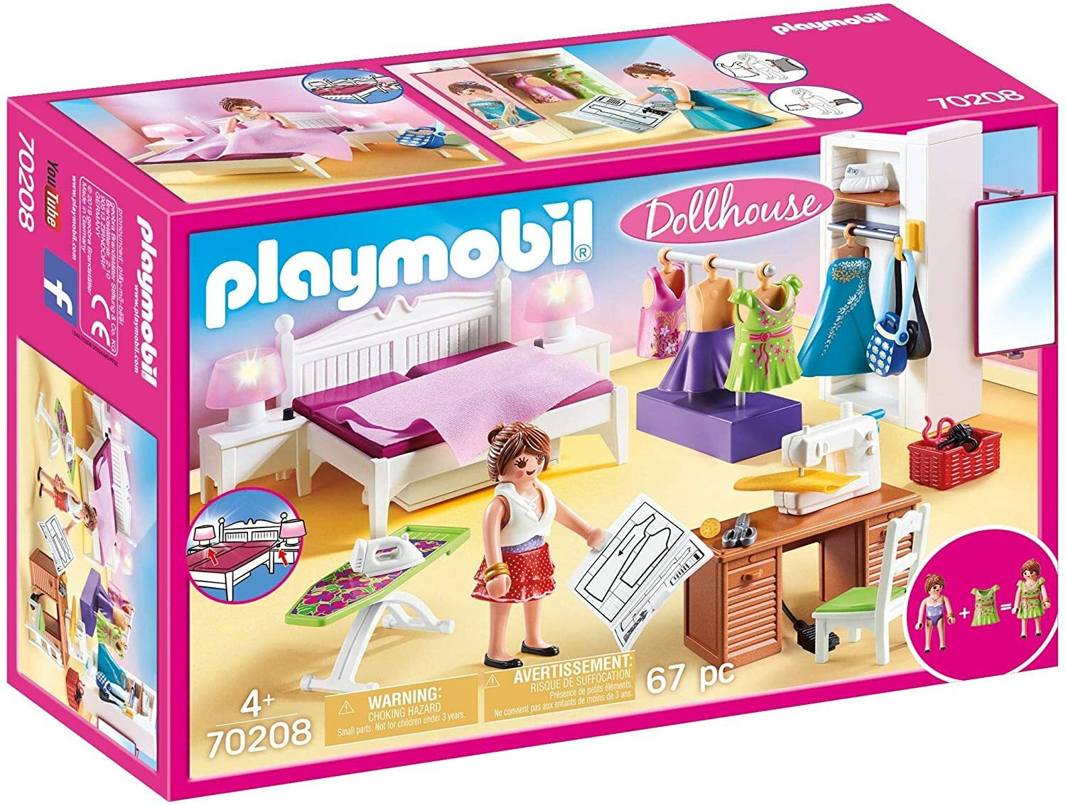 Кукольный домик Playmobil 70208 Schlafzimmer Nähstudio Lichteffekte с фигуркой в 4 года