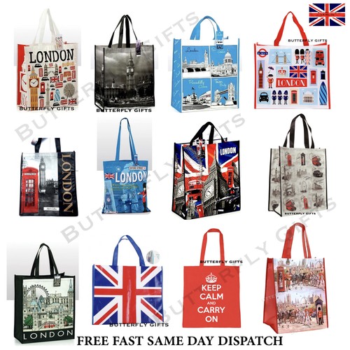 Large Reusable Womens Ladies Shopping Tote Bag London Icons Souvenir Shopper - Picture 11 of 23