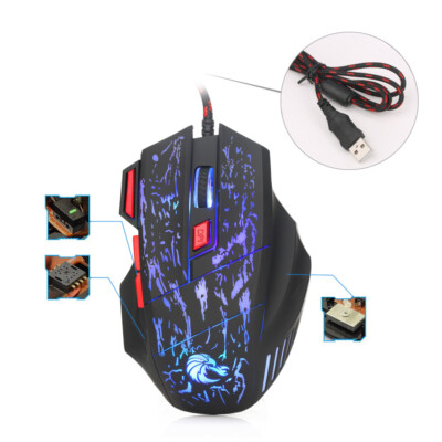 HXSJ running water crack colorful luminous game mouse
