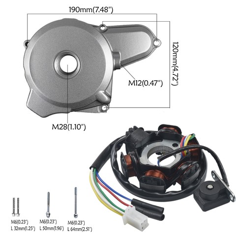 6 Coil Stator Magneto+ Cover For 110cc 125cc Chinese ATV Dirt Bike Lifan Taotao - 第 1/9 張圖片