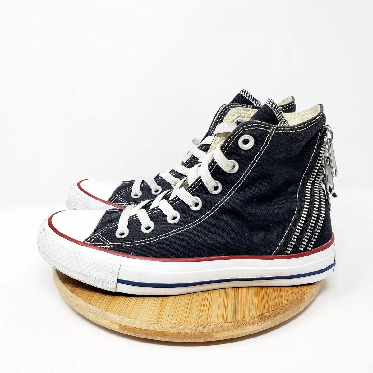 Converse Womens 6 Sneaker Chuck Taylor Top Black 3 Zipper Lace Up Shoes | eBay