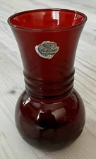 Royal Ruby Red Vase Vintage ANCHORGLASS Hocking Cranberry Vessel 6.5''H