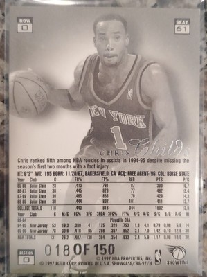 1996-97 Flair Showcase Legacy Collection Chris Childs /150 Row 0 