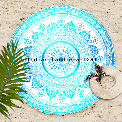 Wandteppich Rund Mandala Strandtuch Hippie Yoga Matte Ombre Roundie Boho Indisch