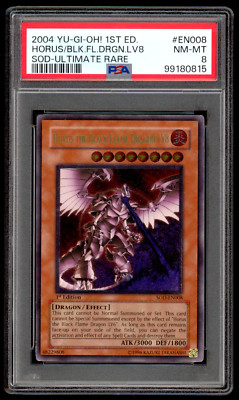 Yugioh PSA 8 NM-MT Horus the Black Flame Dragon 1st SOD-EN008 Ultimate Rare
