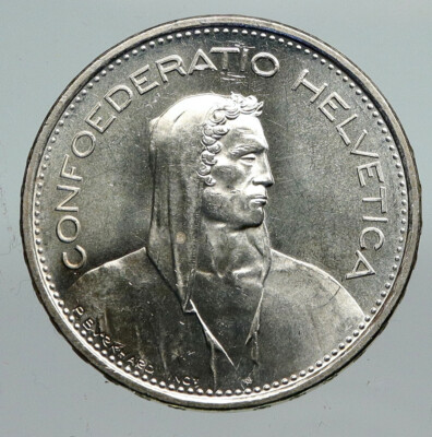 1967 Switzerland Founding HERO WILLIAM TELL 5 Francs Silver Swiss