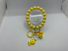 KEYCHAIN YELLOW HEART STAR DINOSAUR PENDENT SILICONE BRACELET