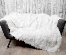Luxury shadow fox fur blanket throw. Real fur blanket