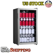 115-Can Beverage Fridge & Cooler Commercial Refrigerators Stainless Steel Look