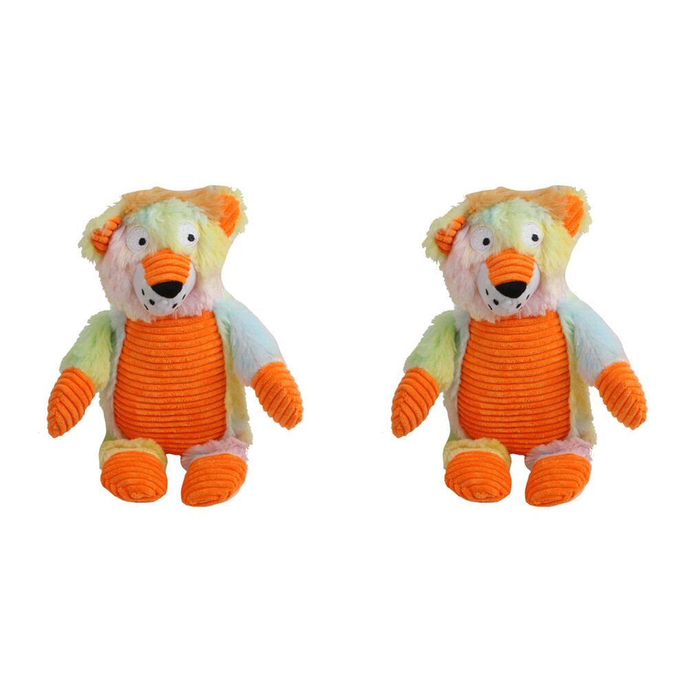2x Pro Pet 30cm Squeaky Soft Plush Lion Dog Toy Interactive