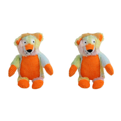 2x Pro Pet 30cm Squeaky Soft Plush Lion Dog Toy Interactive Squeaker Play  Yellow UK