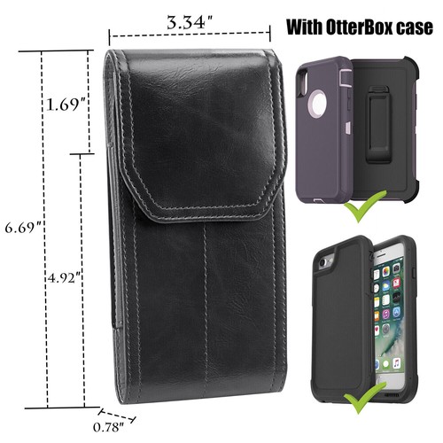 For iPhone 16/13/14 Pro Max Leather Belt Loop Vertical Pouch Holster Phone Case - Picture 4 of 17