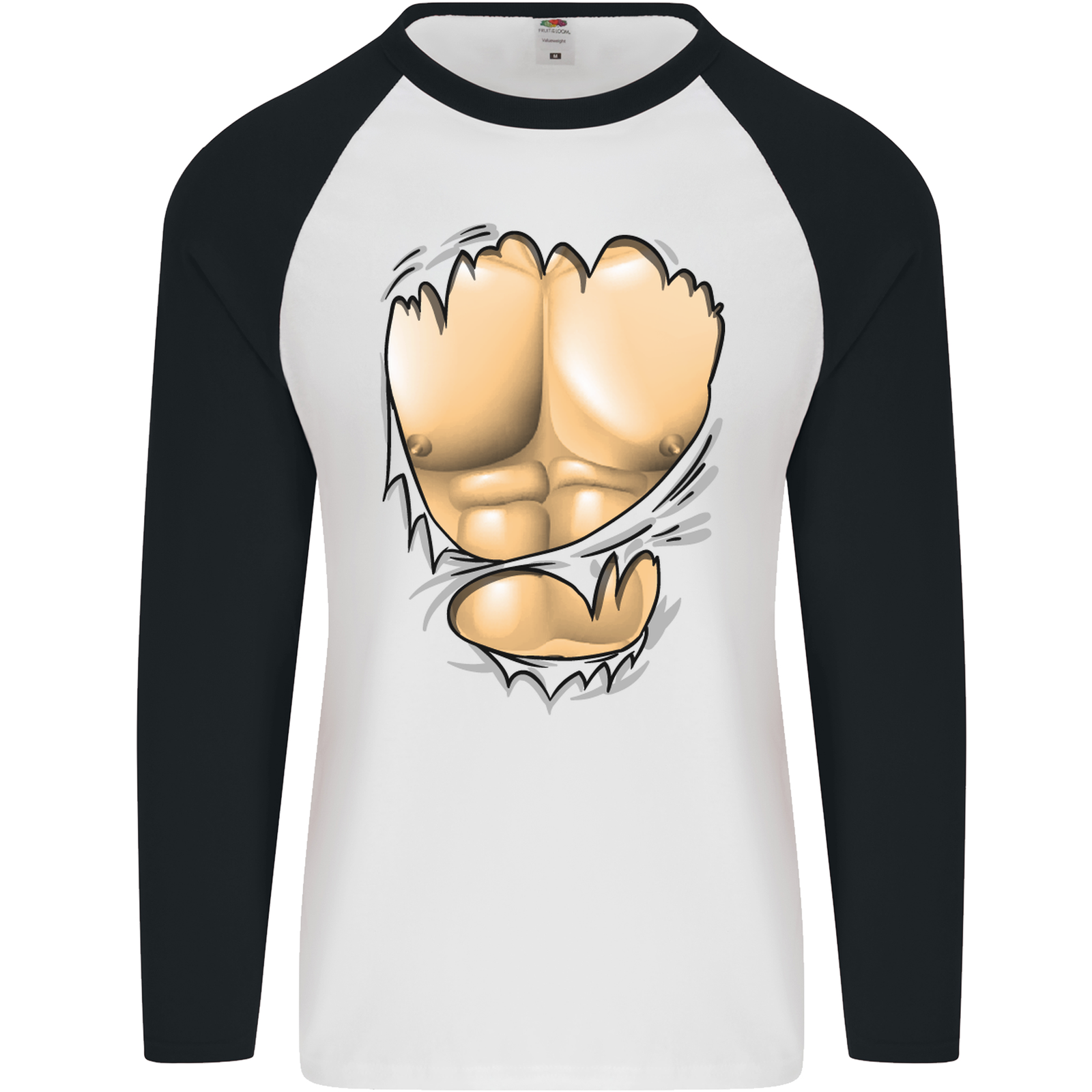 Gym Ripped Muscles Effect Mens L/S Baseball T-Shirt