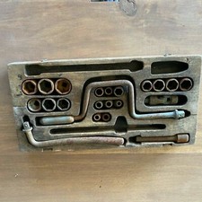 CASSETTA LEGNO MECCANICO ANTICHI MESTIERI D'EPOCA ATTREZZI