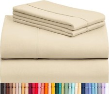 6 Piece Queen Sheet Set, Breathable Luxury Sheets, Silky Soft - Cream Sheets