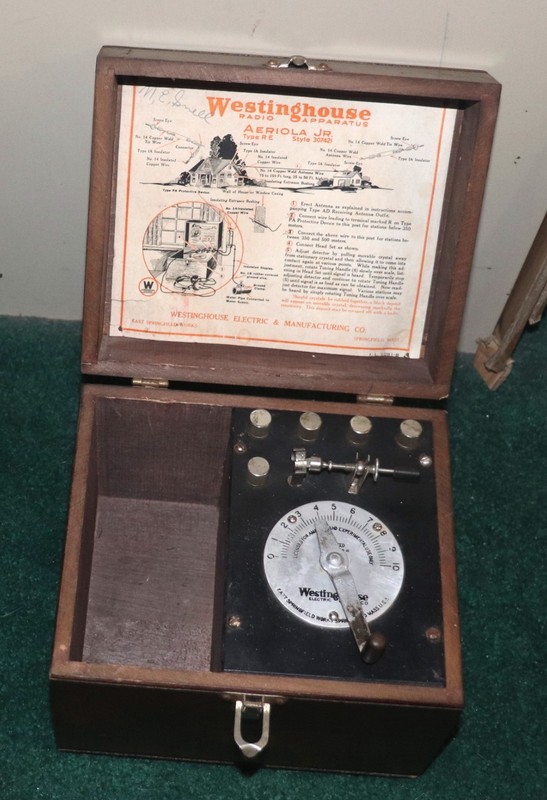 VINTAGE 1921 OLD RCA WESTINGHOUSE AERIOLA JR ANTIQUE CRYSTAL RADIO RECEIVER NICE