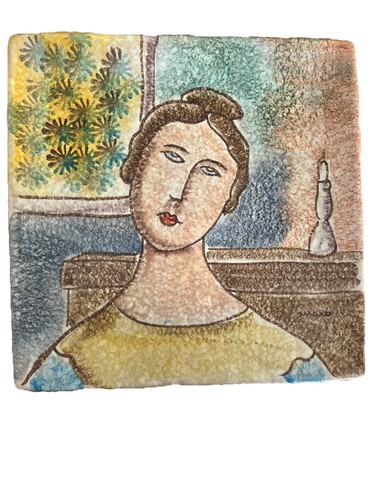 Wall Plaque ITALICA Ars LAZZARO Italian  Pottery Plate Modern Portrait 10 X 10