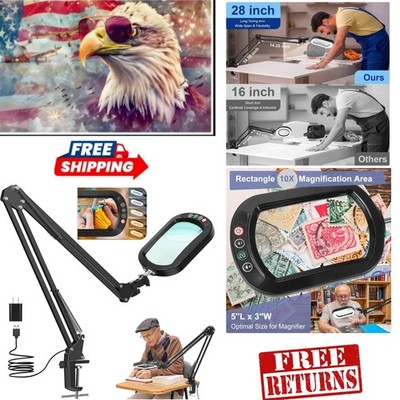 10X Hands-Free Magnifying Glass with Light - 5 Color Modes & Dimmable Brightness